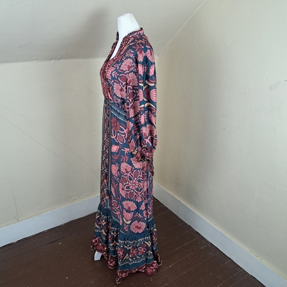 Farm Rio Seashell Tapestry Printed 3/4-Sleeve Maxi Dress Size XS - Picture 5 of 14